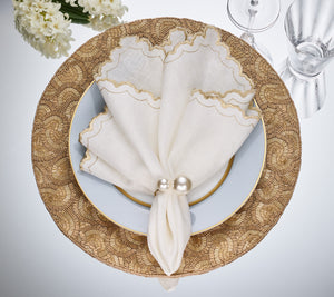 Arches Napkin in White & Gold, Set of 4