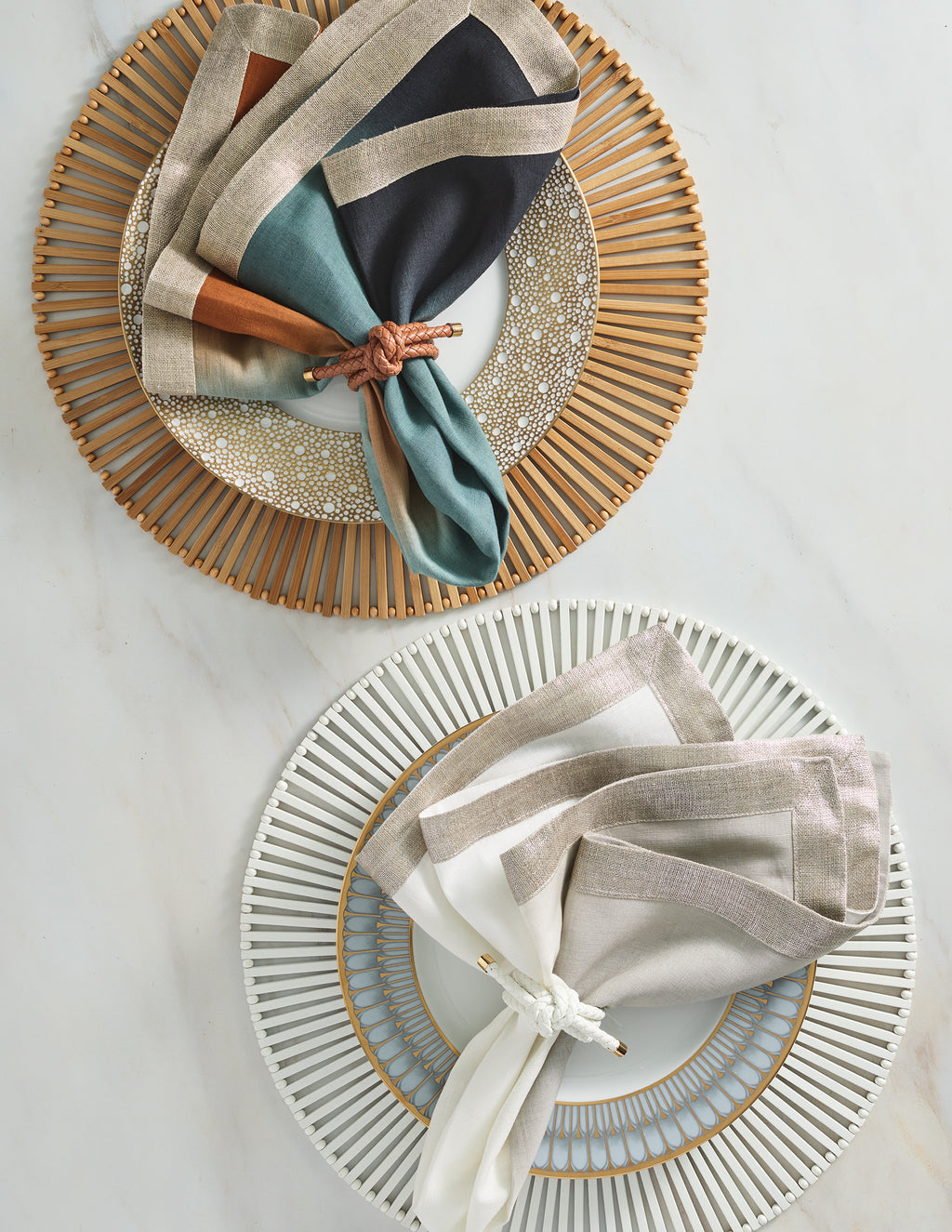 Dip Dye Napkin in Gray & Silver, Set of 4