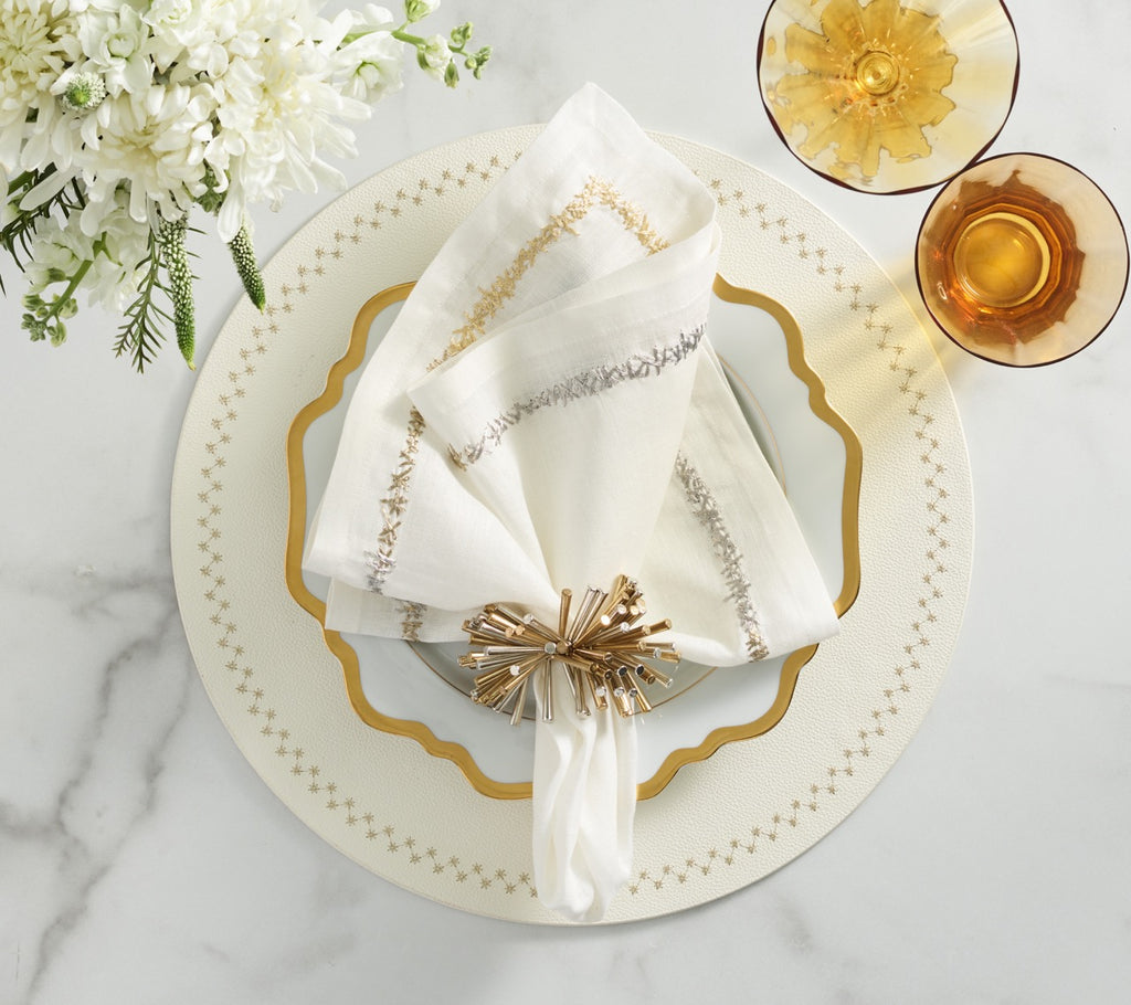 Starry Night Placemat in White & Gold, Set of 4
