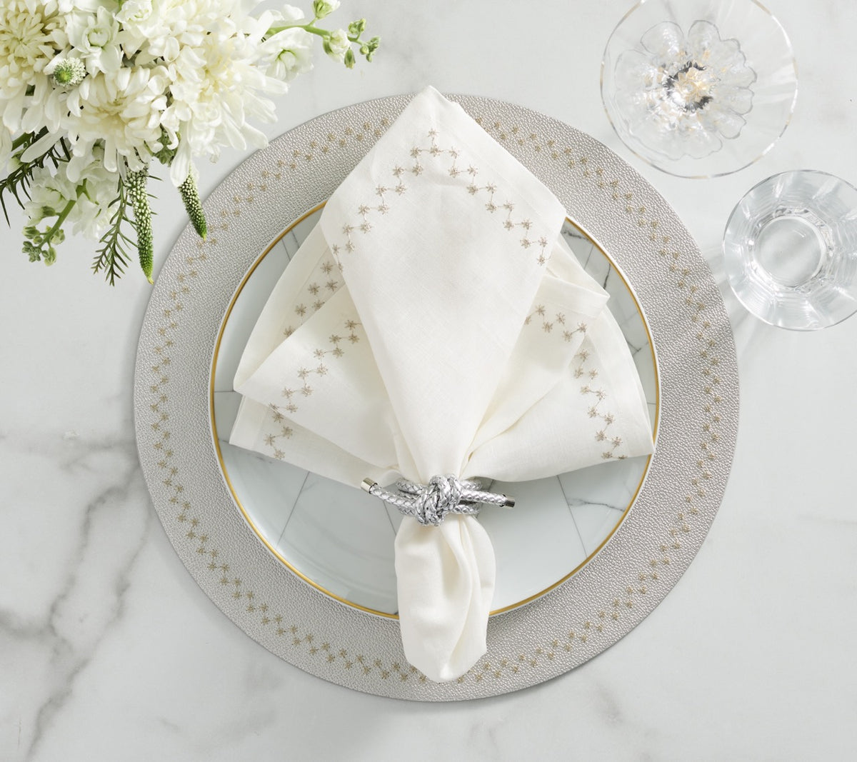 Starry Night Placemat in Silver, Set of 4