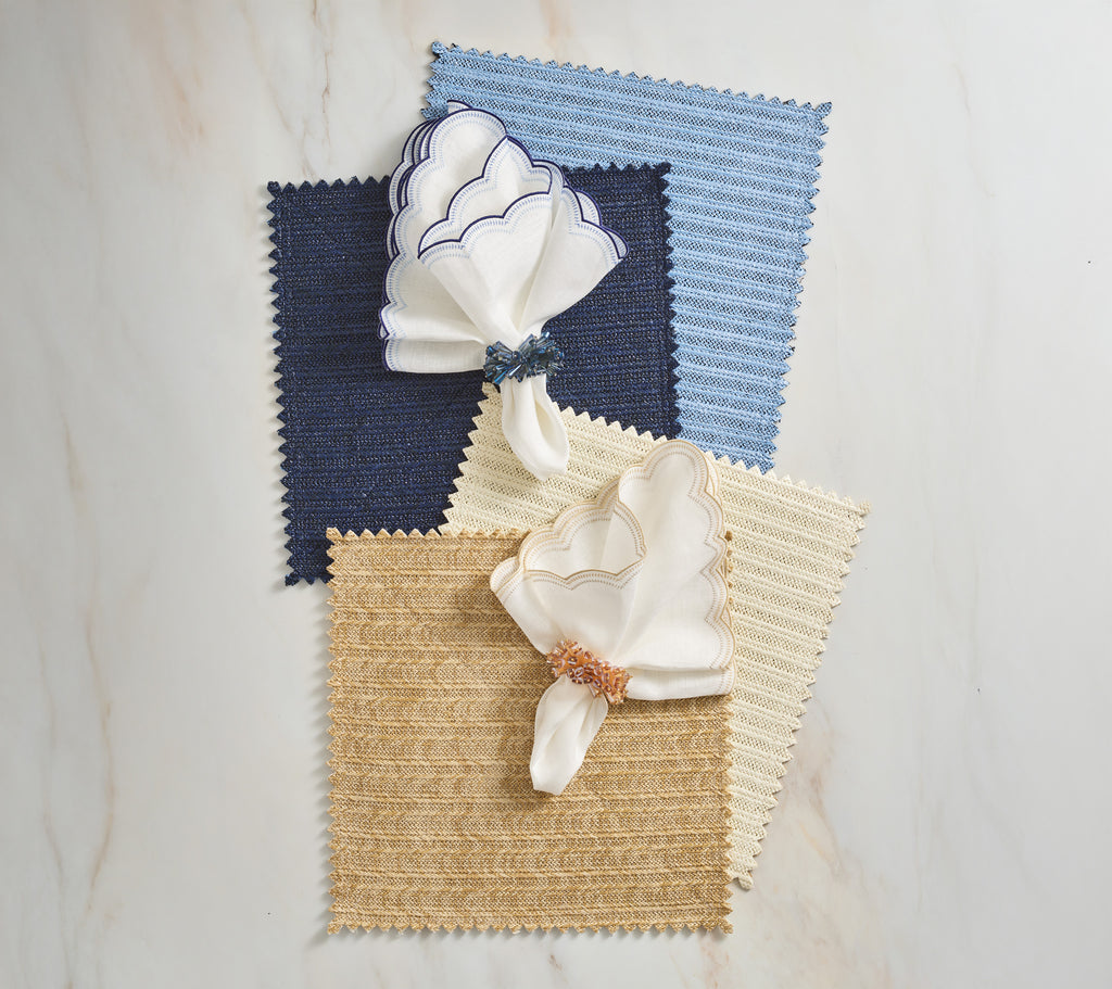 Lune Napkin in White, Gold & Silver, Set of 4