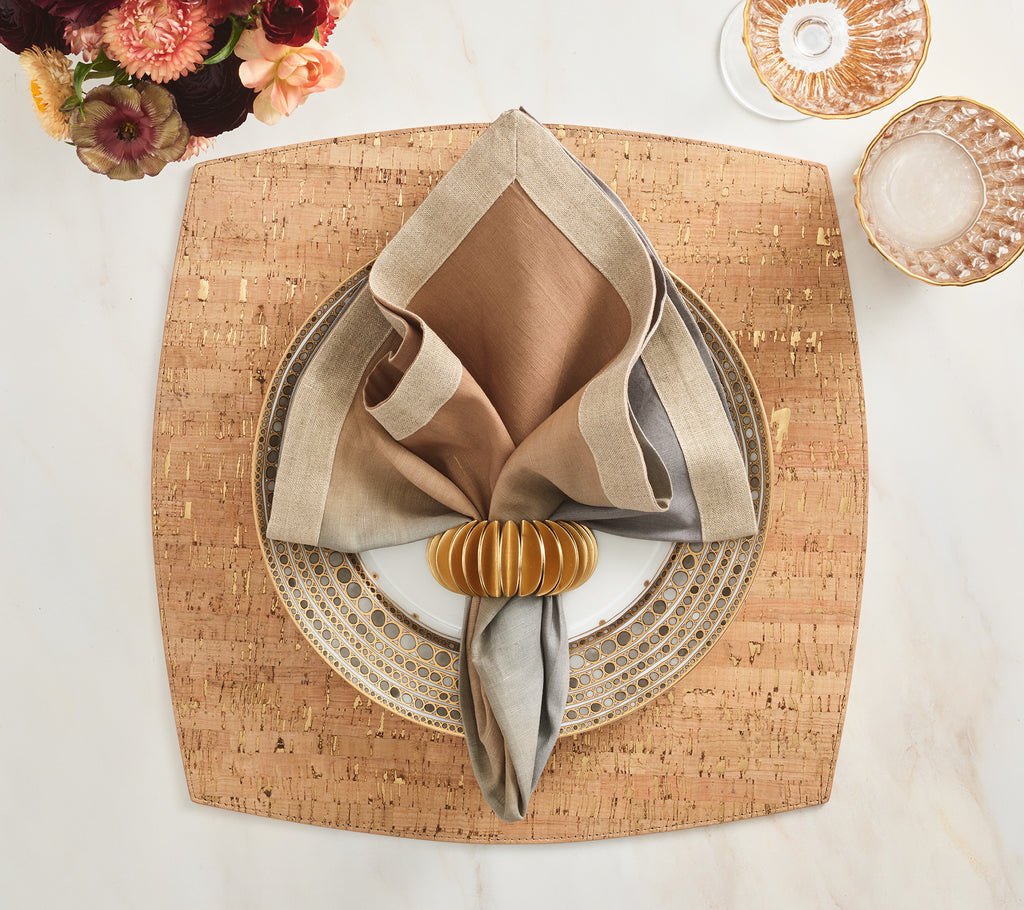 Dip Dye Napkin in Beige, Taupe & Gray, Set of 4