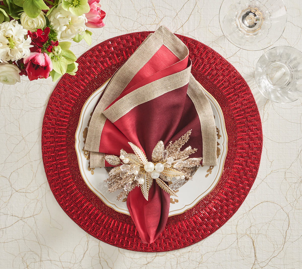 Dip Dye Napkin in Red & Burgundy, Set of 4