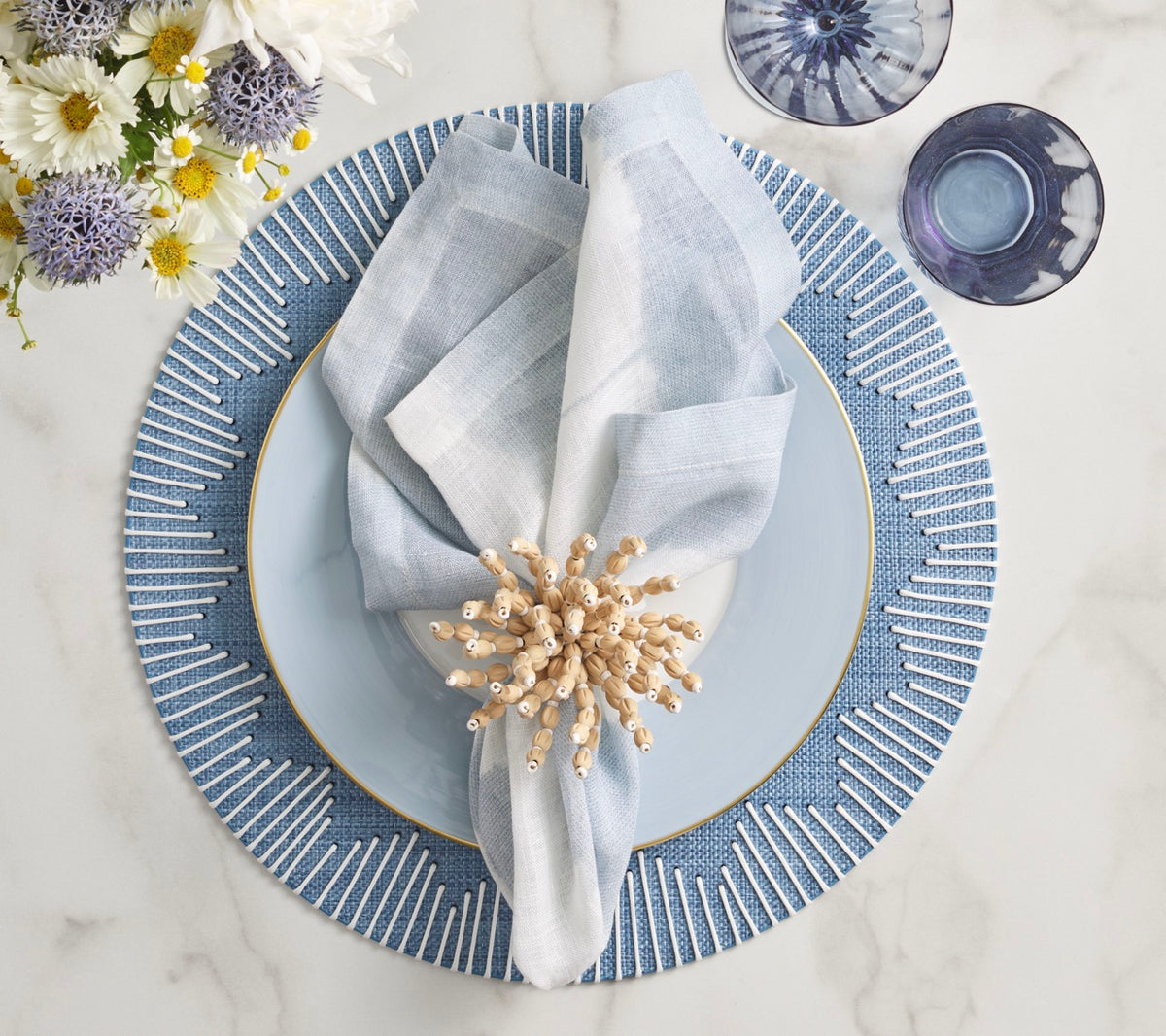 Dream Weaver Placemat in Blue & White, Set of 4