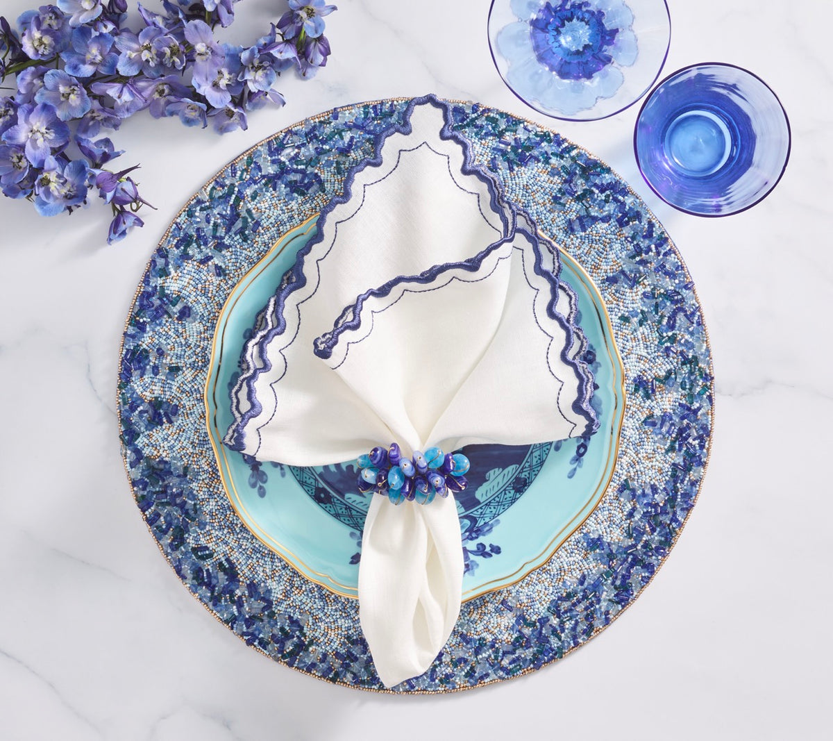 Lagoon Placemat in Navy & Blue, Set of 4