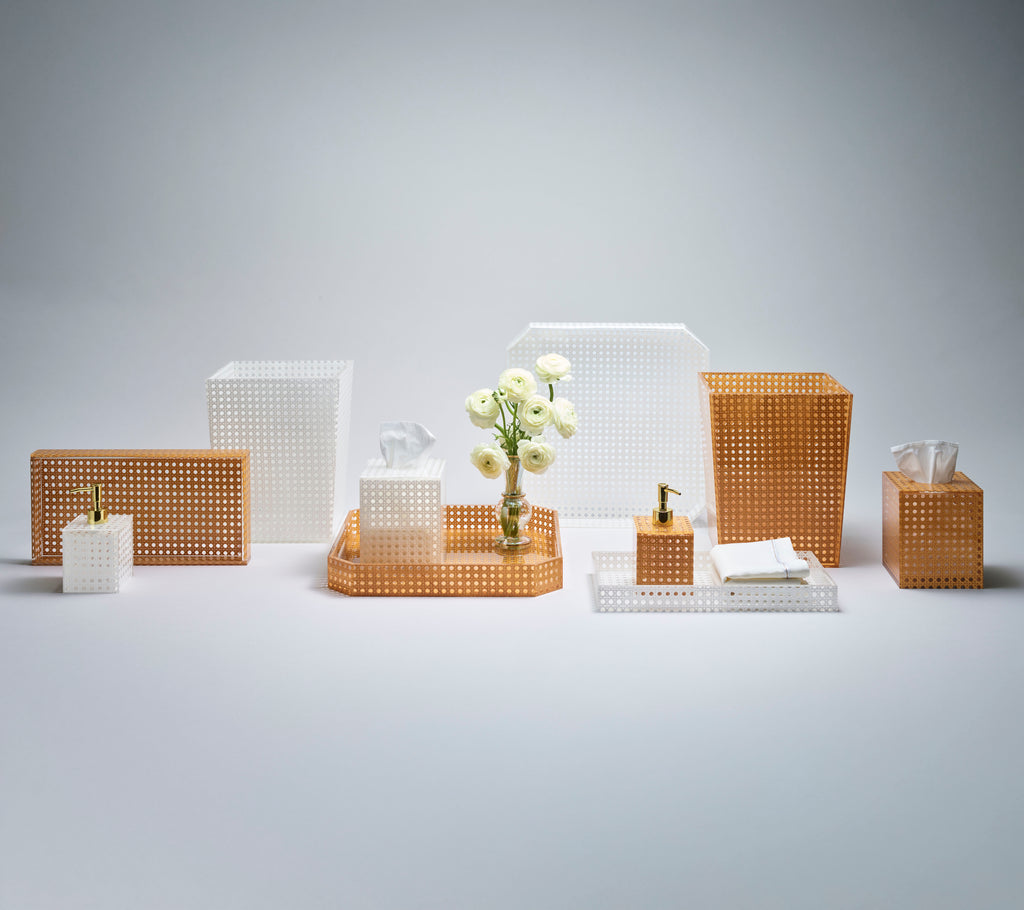 Reed Waste Basket in White
