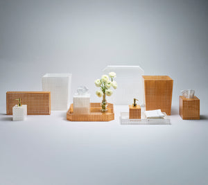 Reed Waste Basket in White