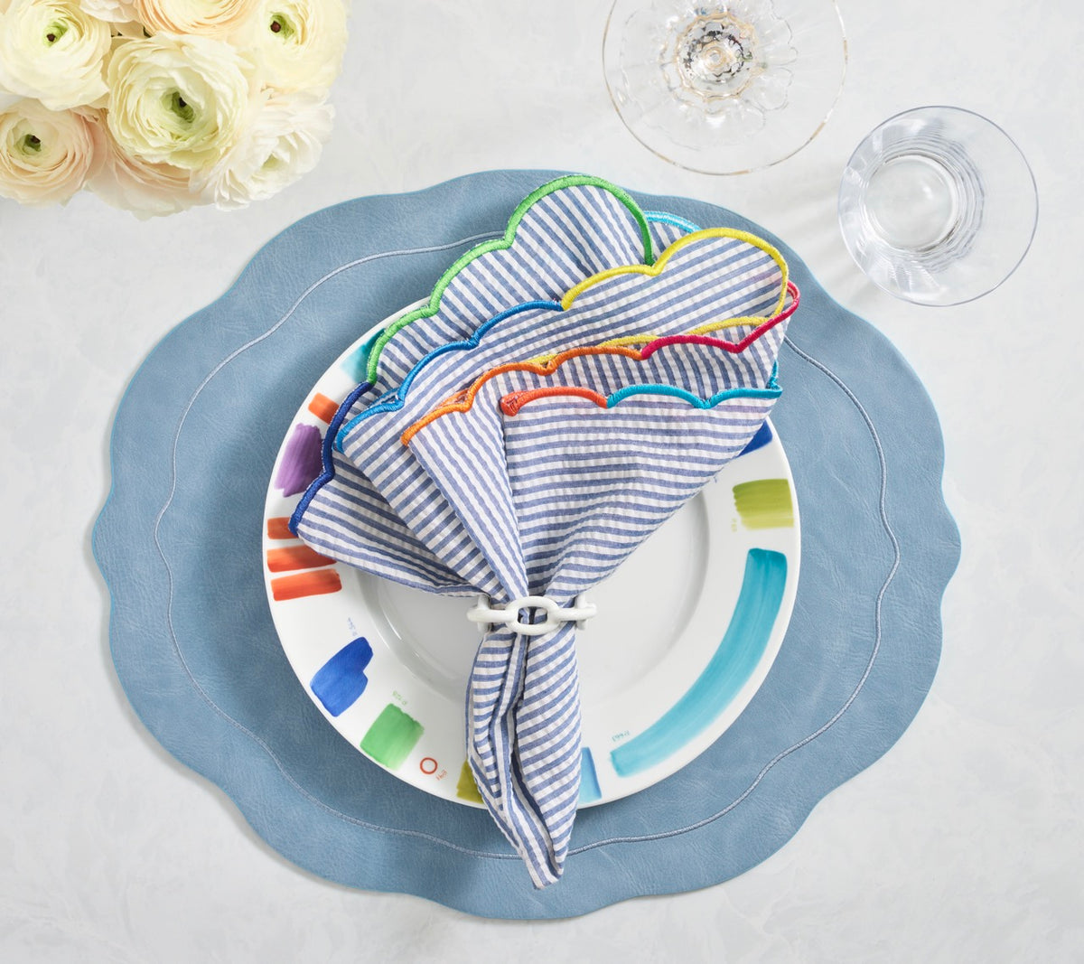 Tailored Placemats in Periwinkle, Set of 4