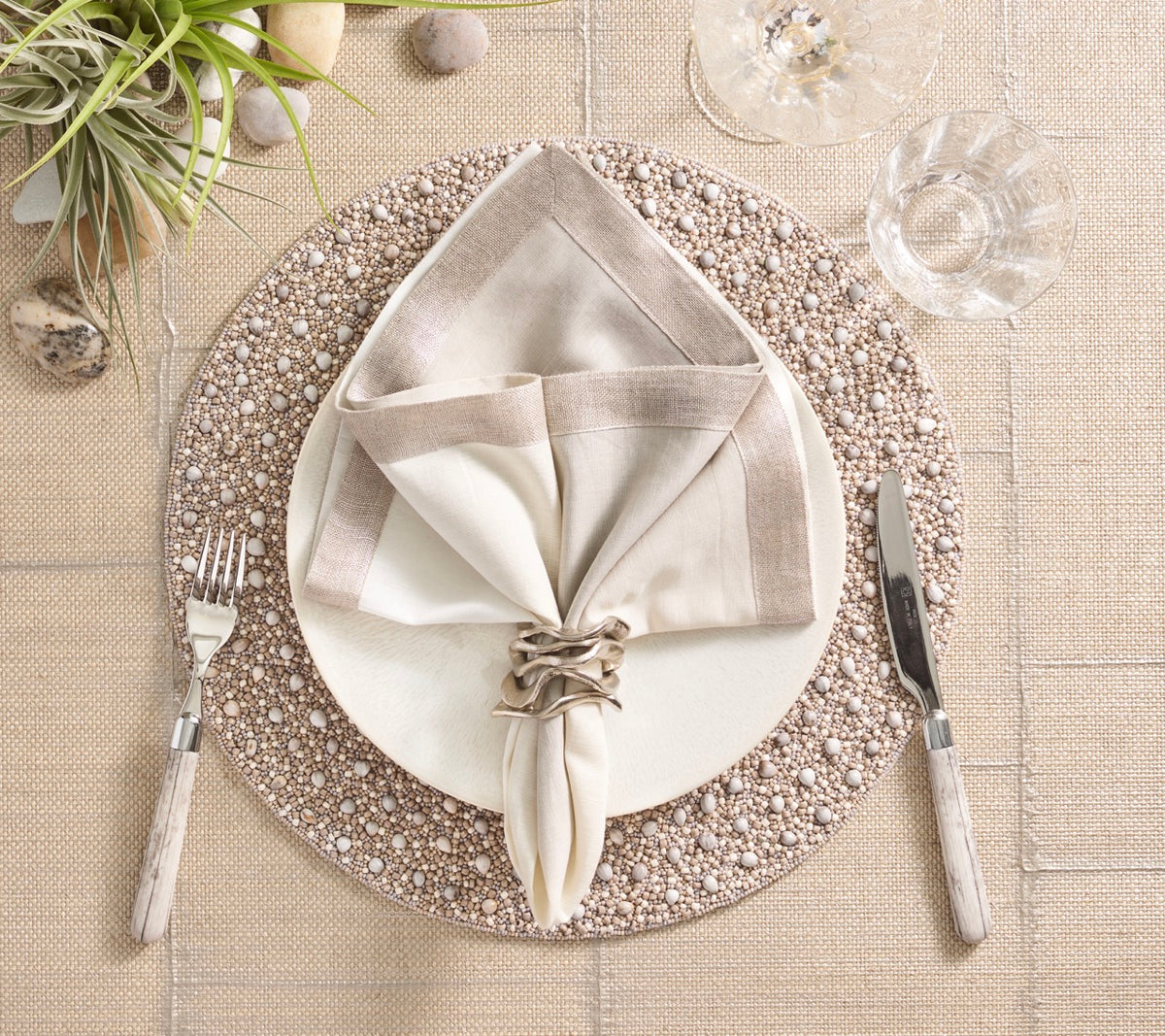 Zen Placemat in Gray & Taupe, Set of 4
