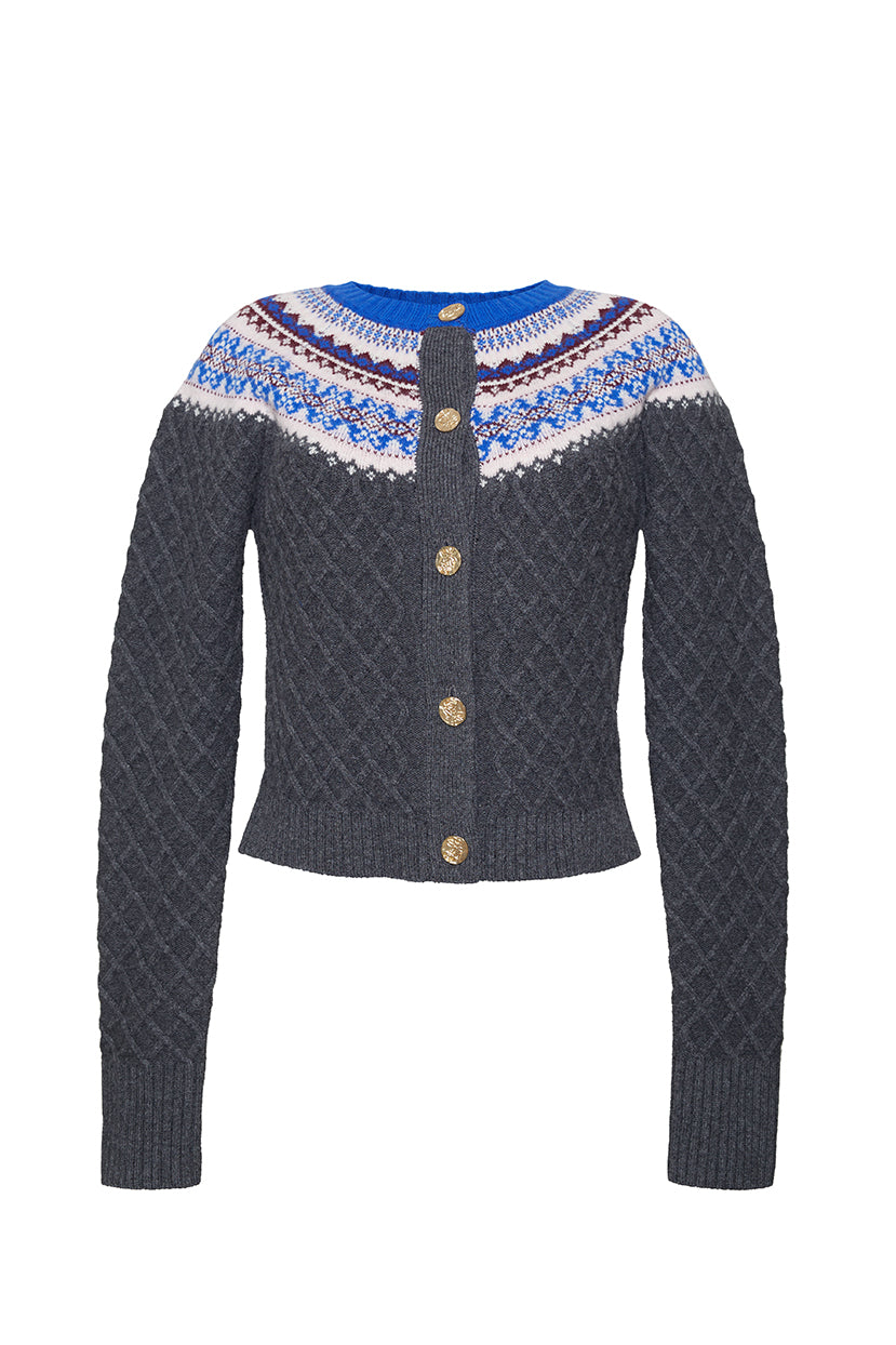 Thomas Cardigan in Charcoal Fairisle