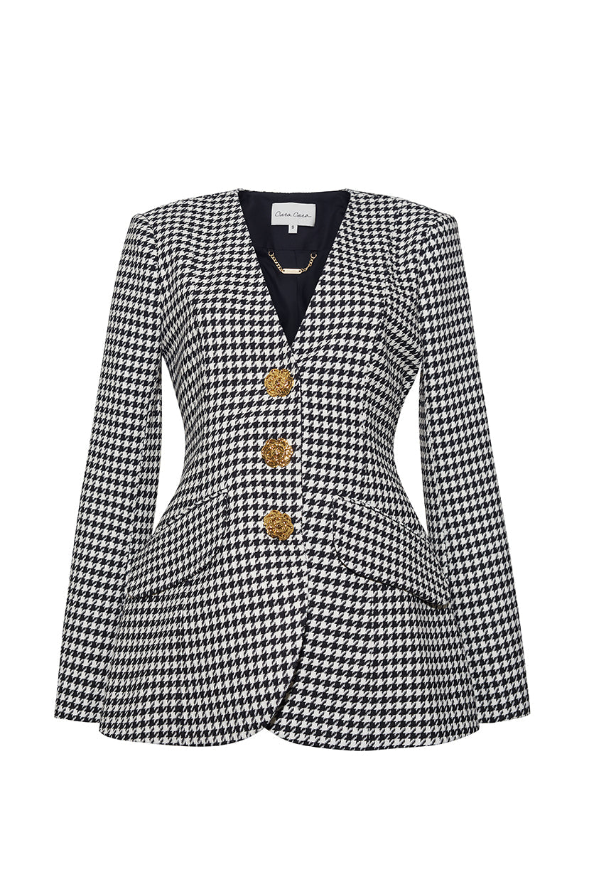 Wes Jacket in Houndstooth Black & White
