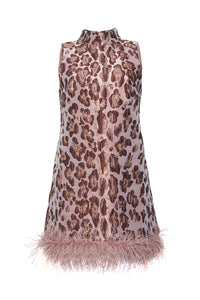 Tay Dress in Painted Animal Blush Metallic Jacquard