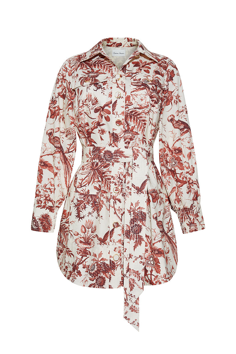 Villena Dress in Flora Toile Ivory
