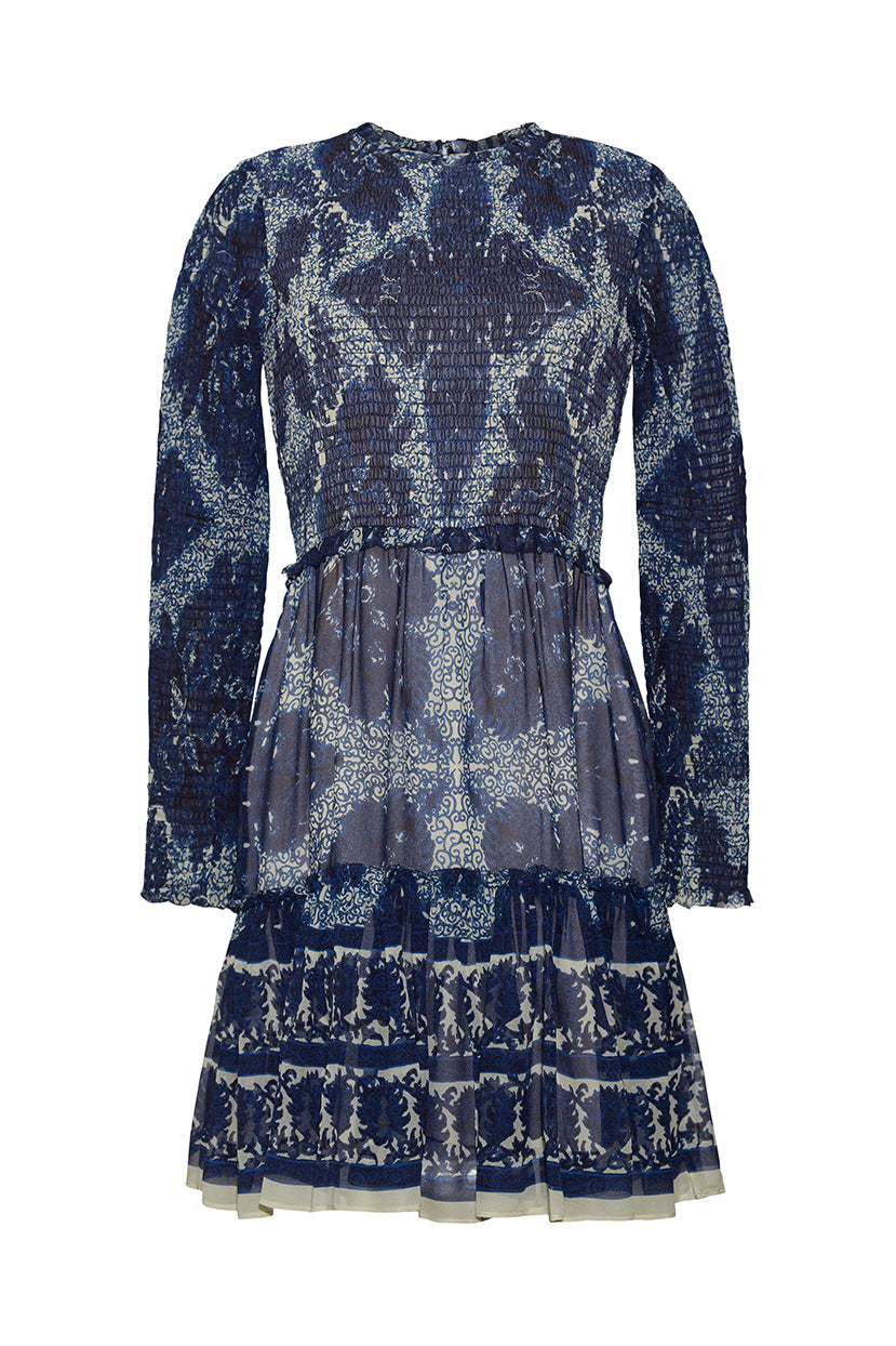 Viola Dress in Scrollwork Ink