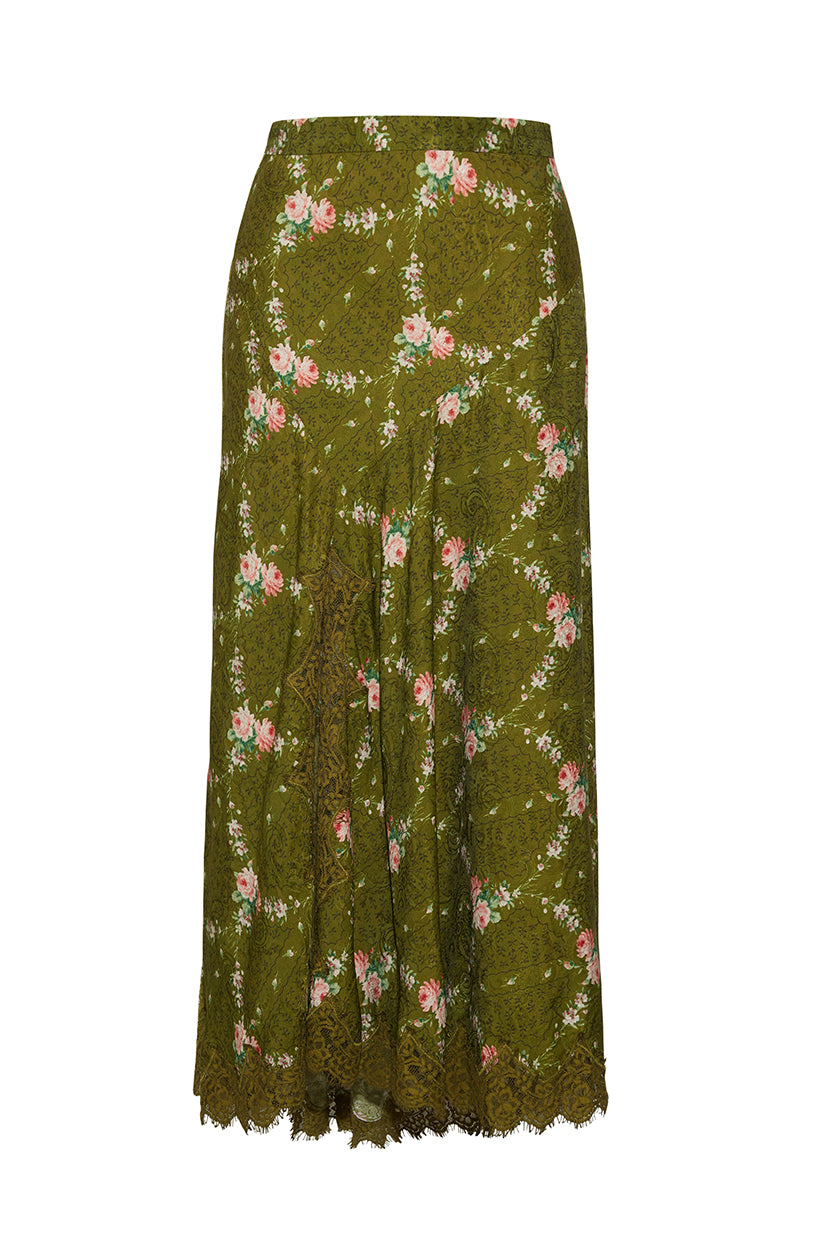 Lou Skirt in Trellis Olive