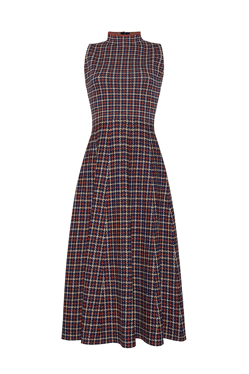 Brice Dress in Navy Mini Check