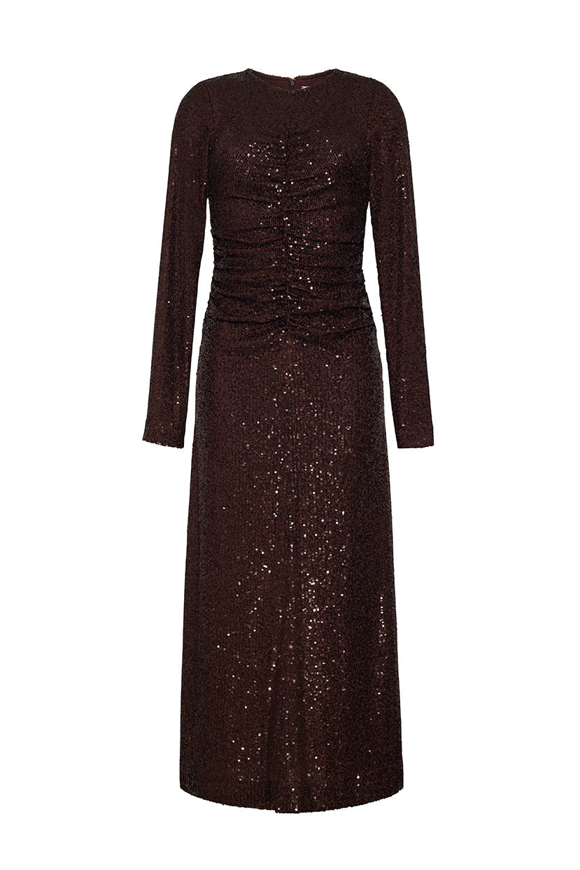 Maisy Dress in Brown Sequin