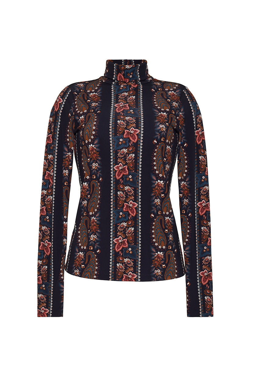 Suzie Top in Paisley Trail Black