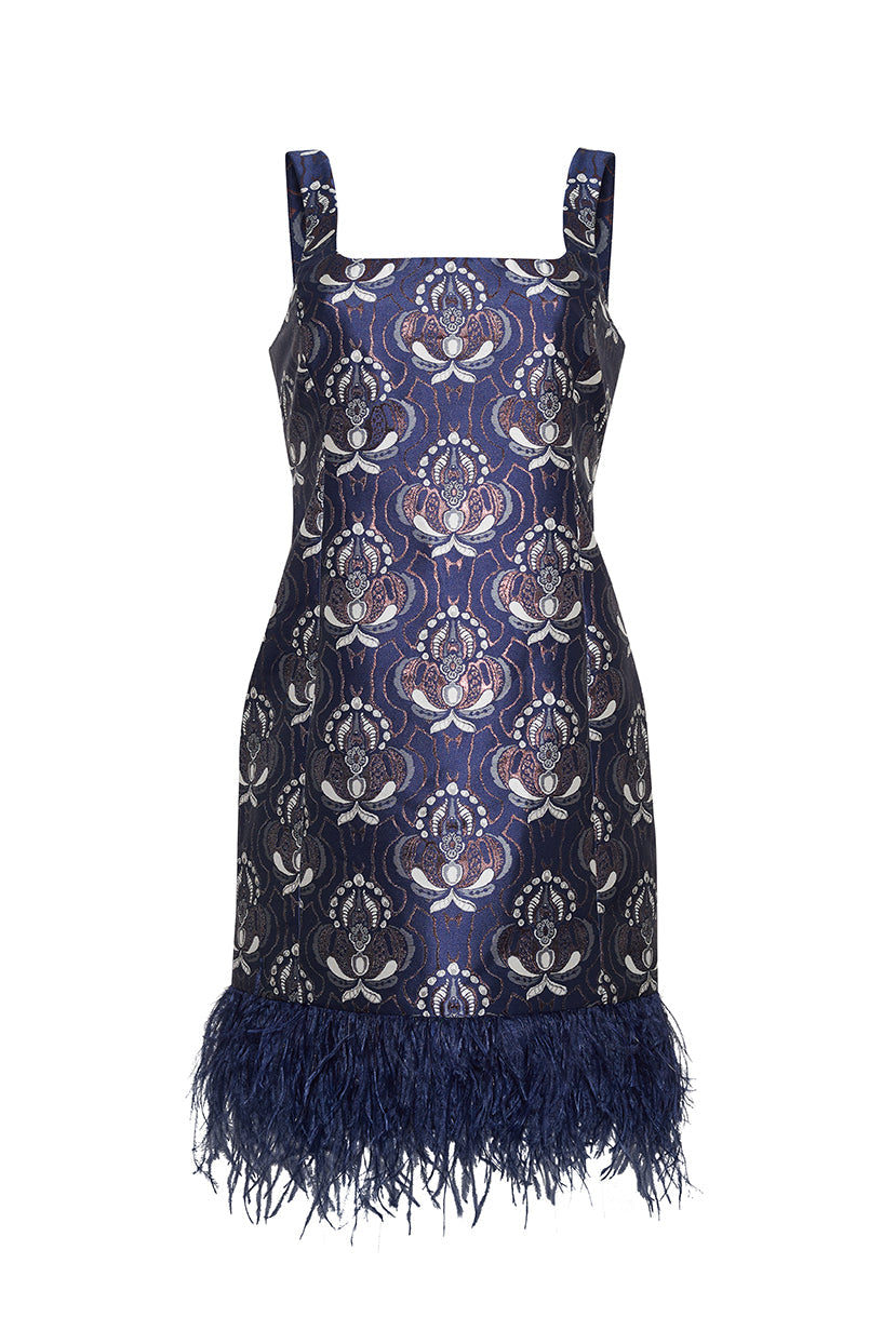 Carlie Mini Dress in Vintage Deco Navy