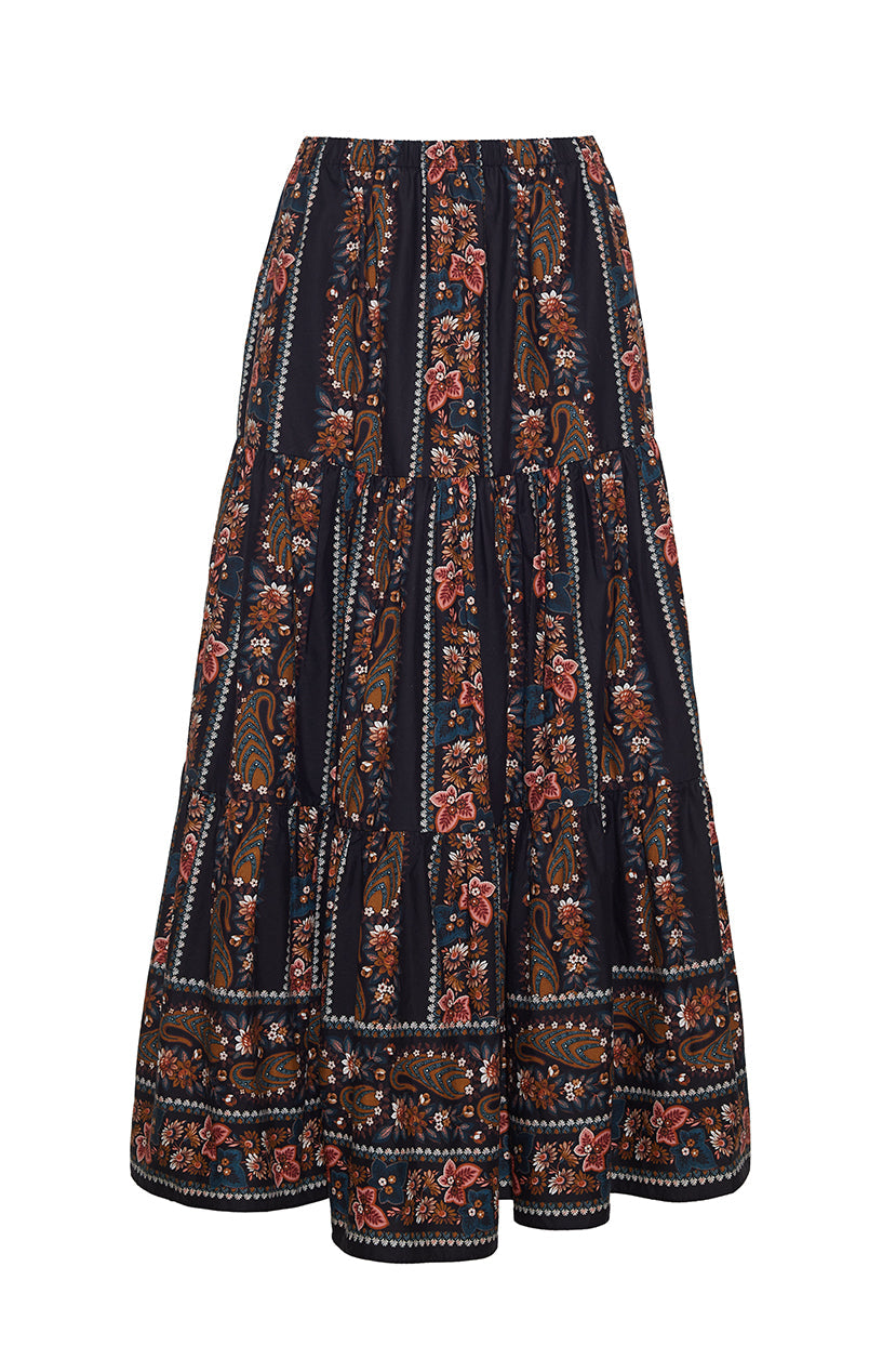 Melanie Skirt in Paisley Trail Black