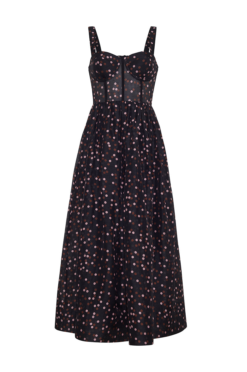 Pheobe Midi in Stamped Dot Black