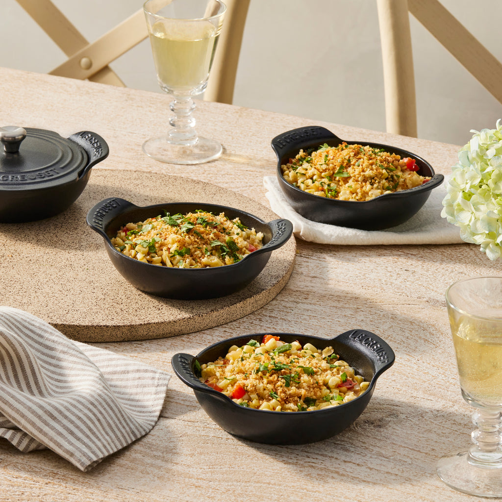 Mini Round Cocotte Base 1/3 QT in Matte Black, Set of 4