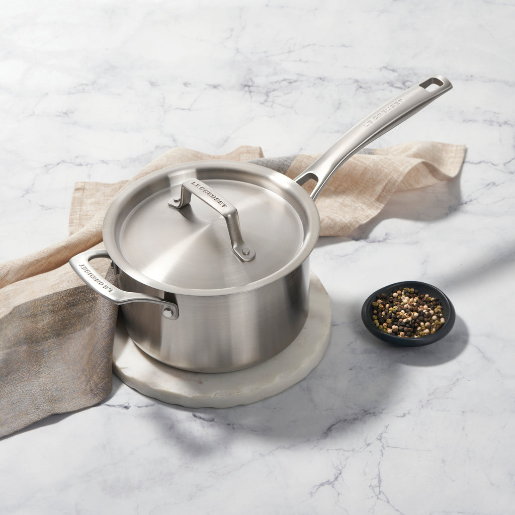 Essential Stainless Steel Saucepan, 3 qt.