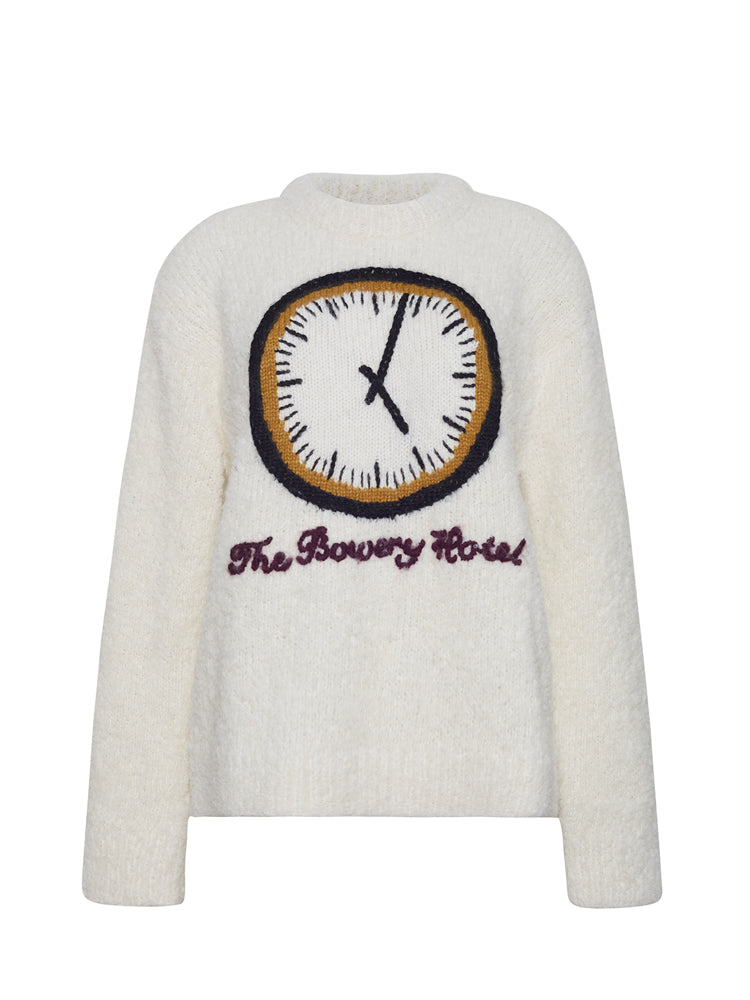 Bowery Clock Sweater RTW LINGUA FRANCA NYC Cream XS