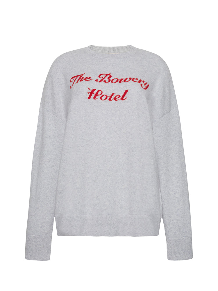 Bowery Hotel Cashmere Crewneck RTW LINGUA FRANCA NYC Smoke XS