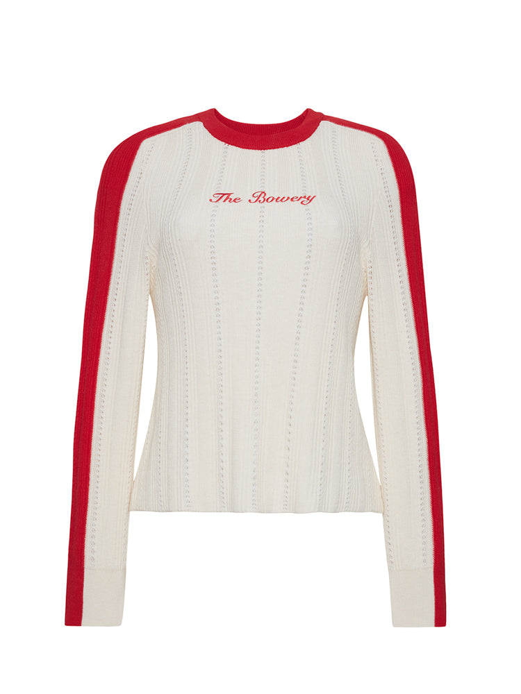 Bowery Pointelle Pullover RTW LINGUA FRANCA NYC Cream XS