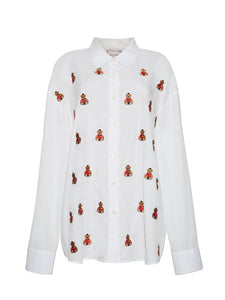 Bowery Bear Button Down Shirt RTW LINGUA FRANCA NYC White XS