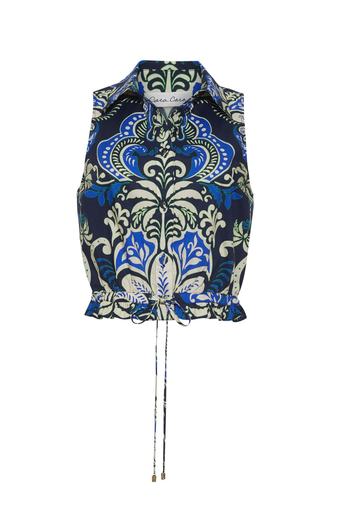 Hannah Top in Palm Pavillion Colbalt