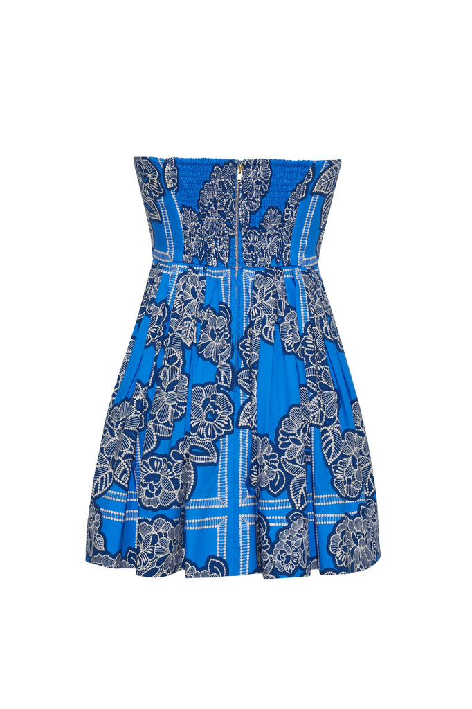 Torres Mini Dress in Carved Petals Cobalt
