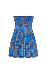 Torres Mini Dress in Carved Petals Cobalt