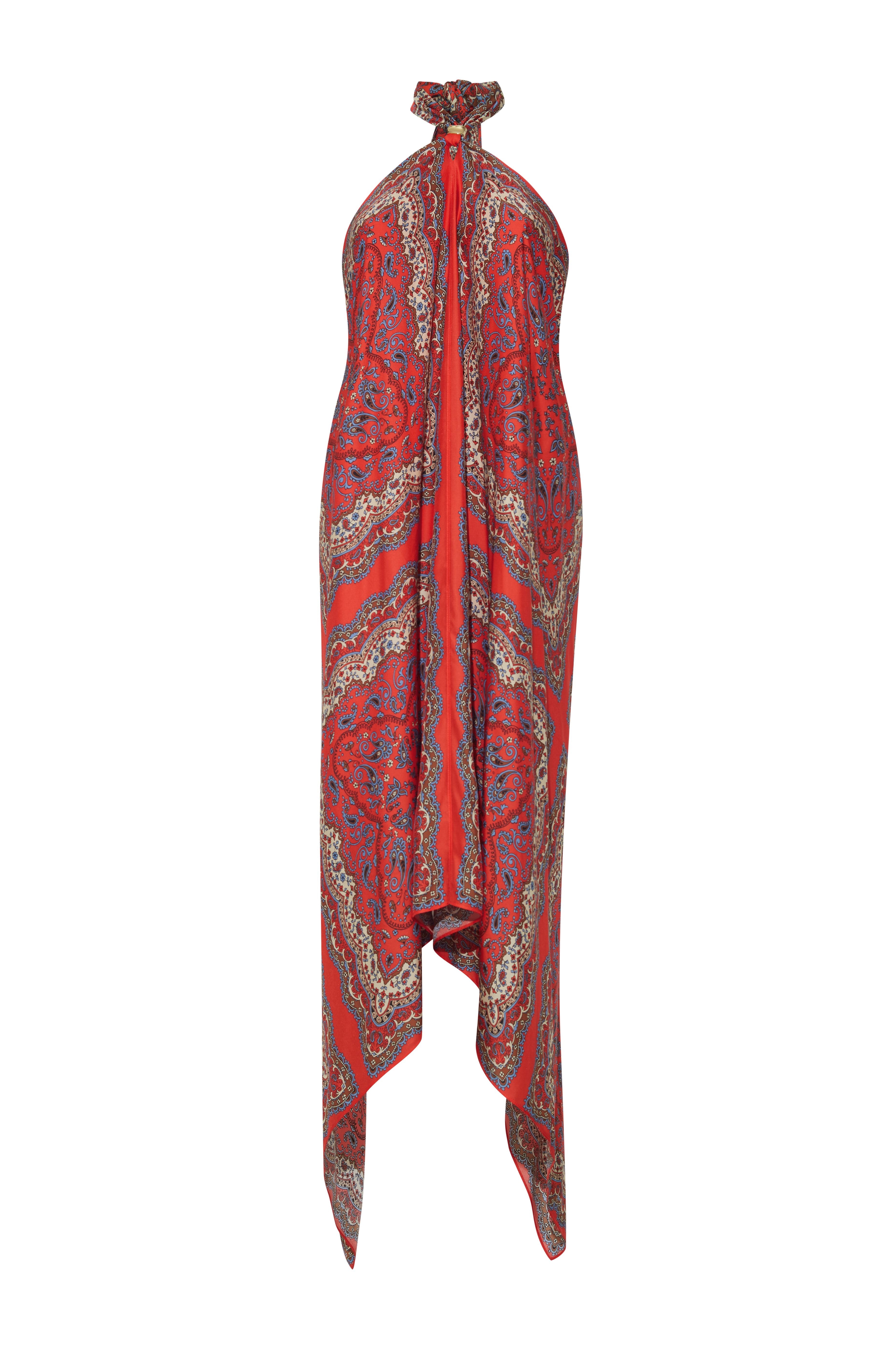 Twist Dress in Paisley Scarf Coral