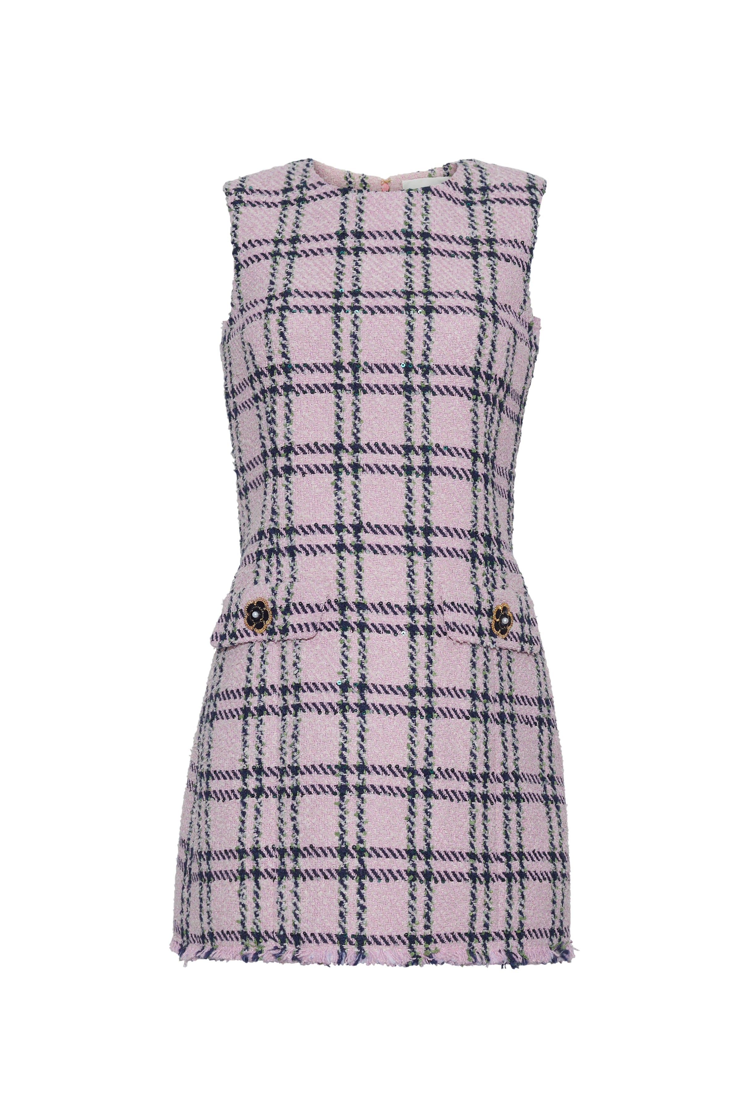 Posie Dress in Pink Green Boucle Plaid