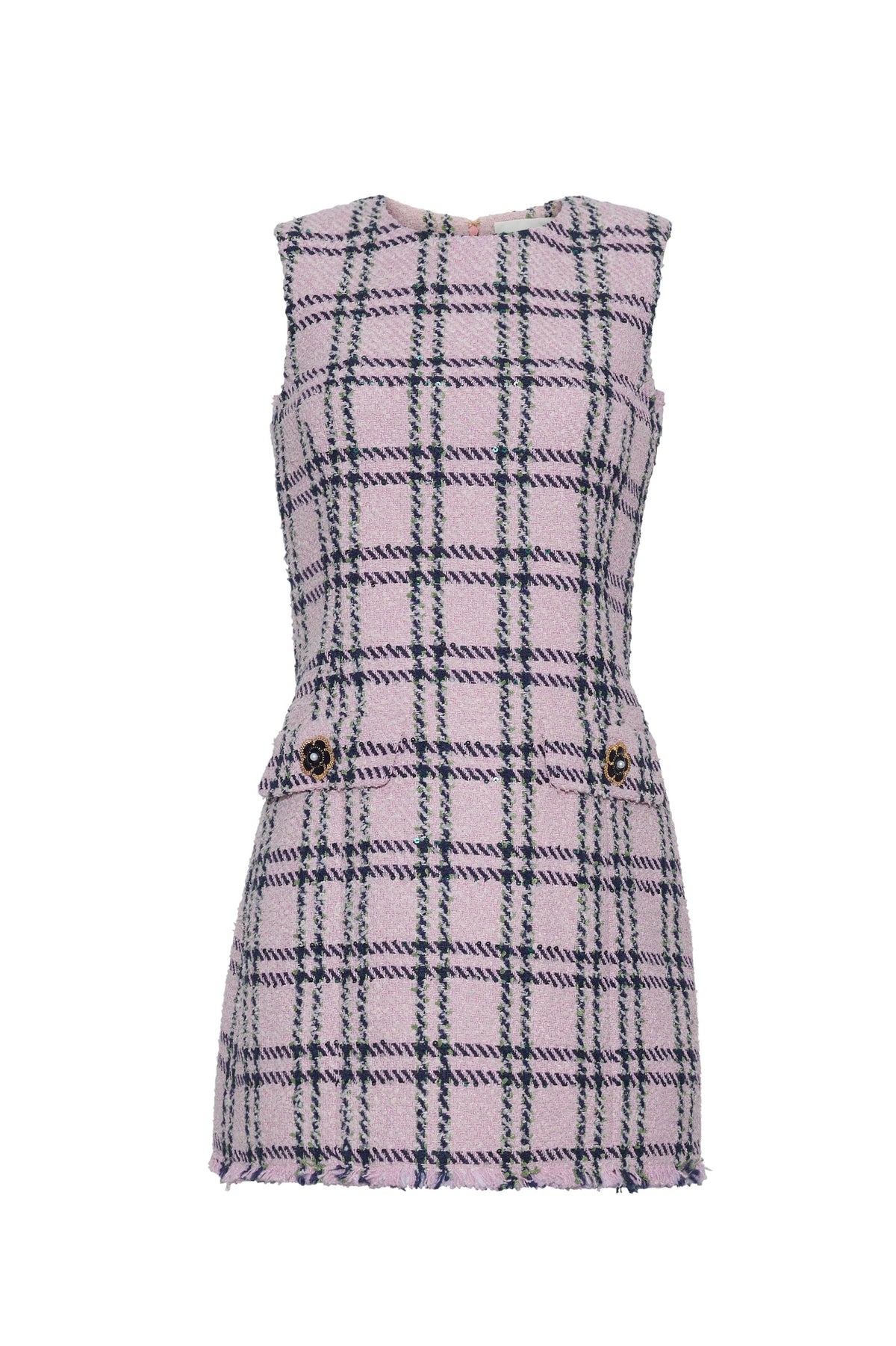 Posie Dress in Pink Green Boucle Plaid