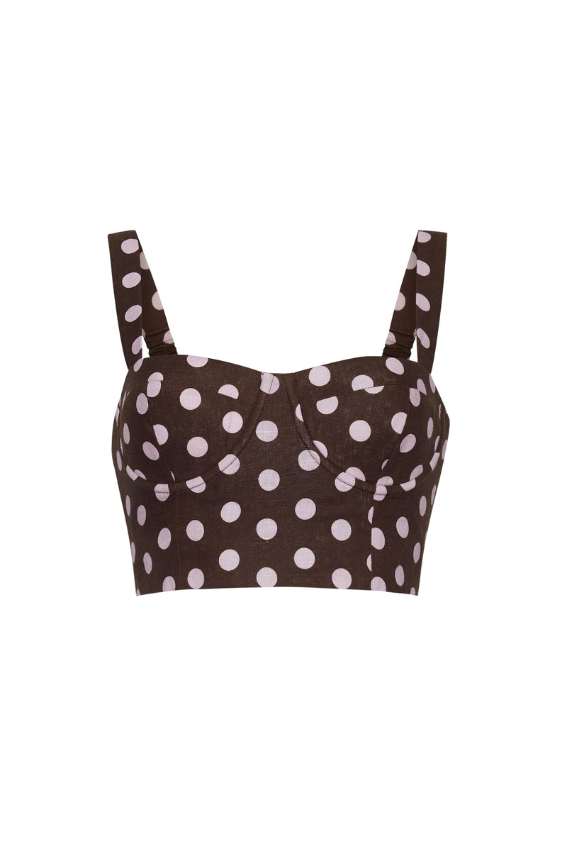 Claudine Top in Joelle Dot Brown