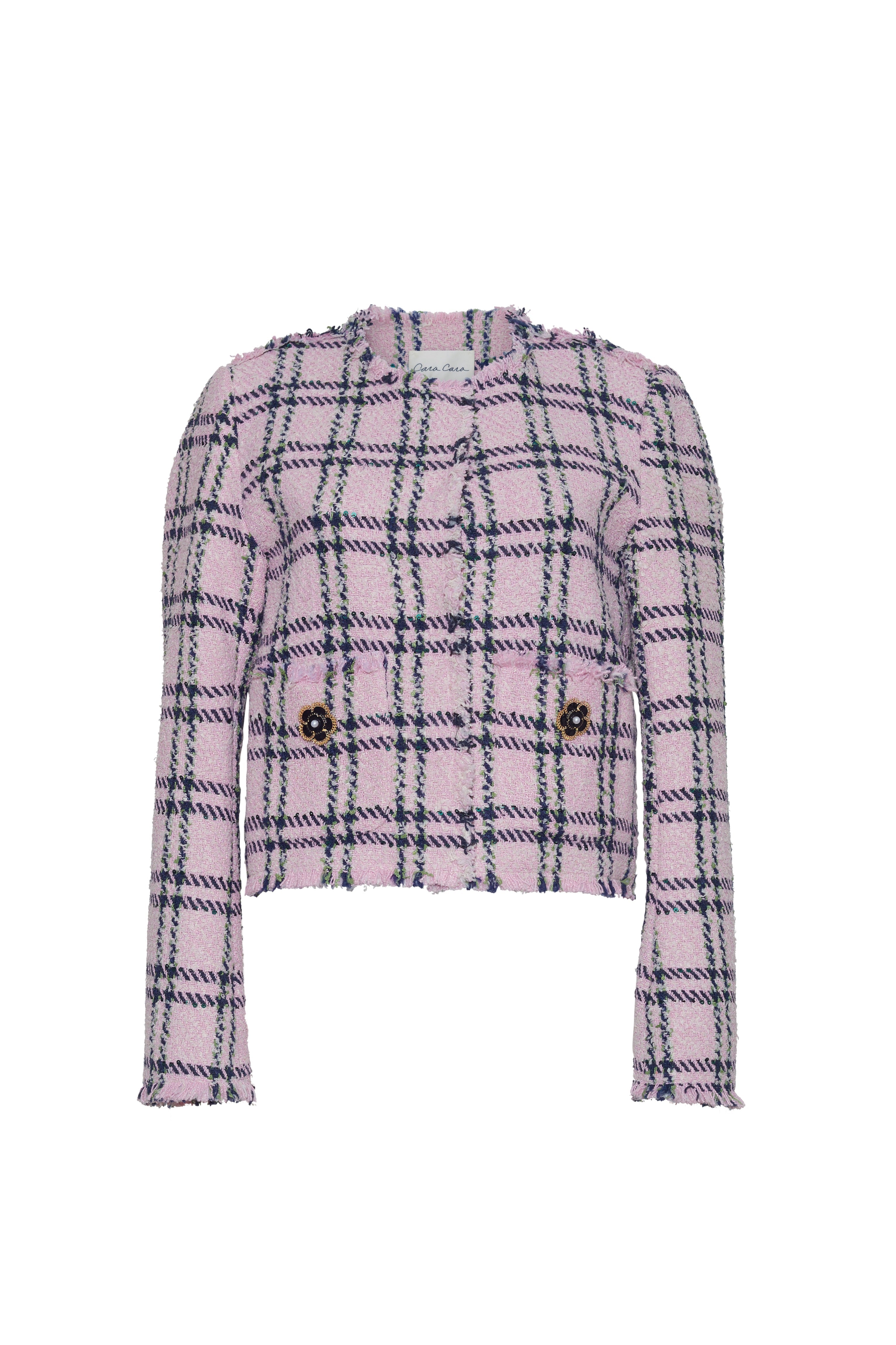 Waylin Jacket in Pink Green Boucle Plaid
