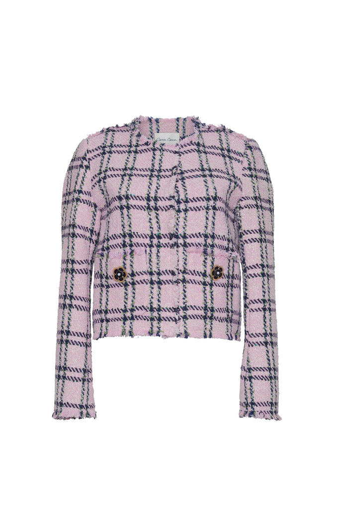 Waylin Jacket in Pink Green Boucle Plaid
