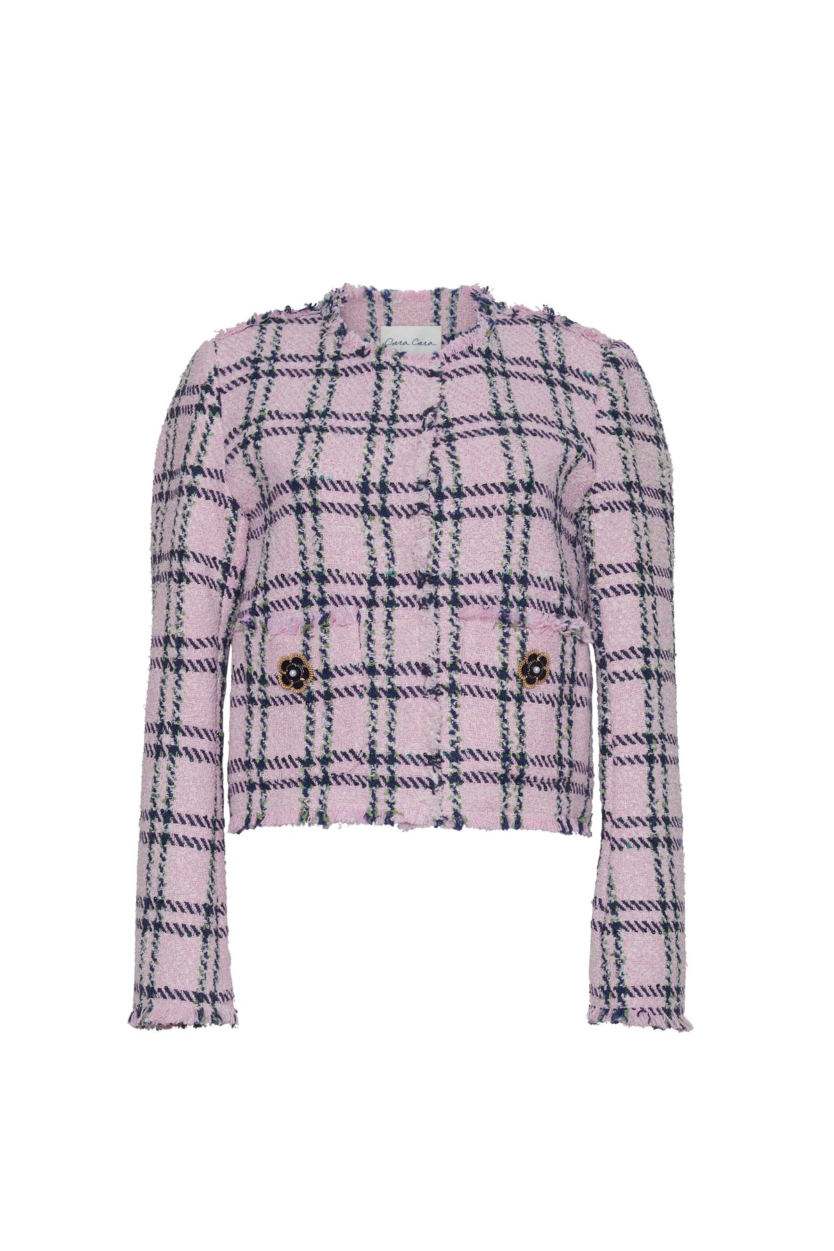 Waylin Jacket in Pink Green Boucle Plaid