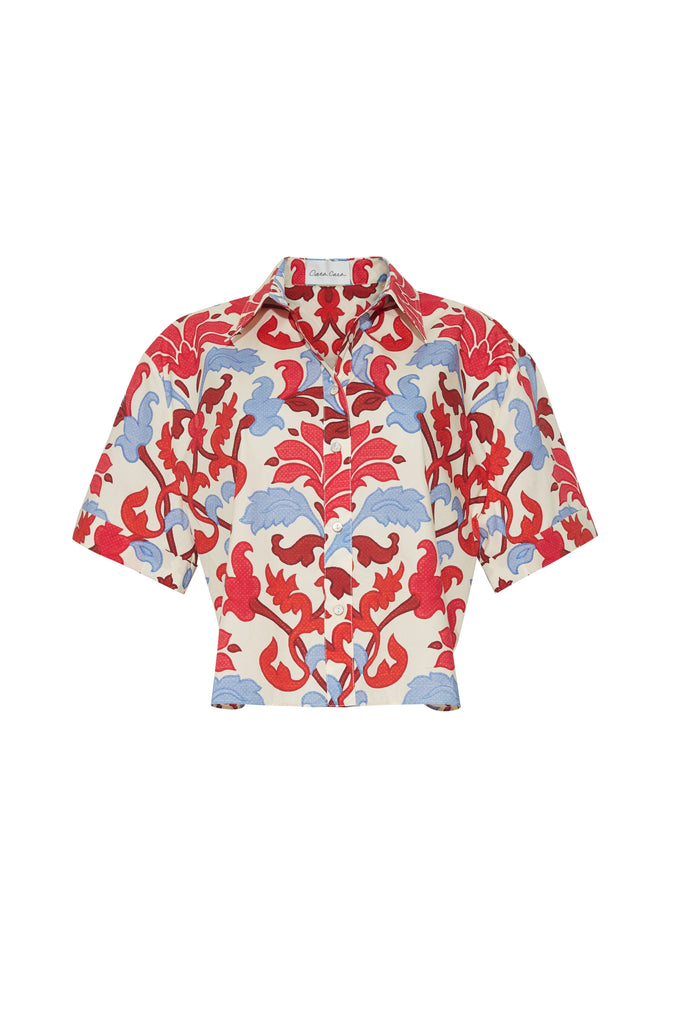 Calvia Shirt in Fleur Crest Ivory