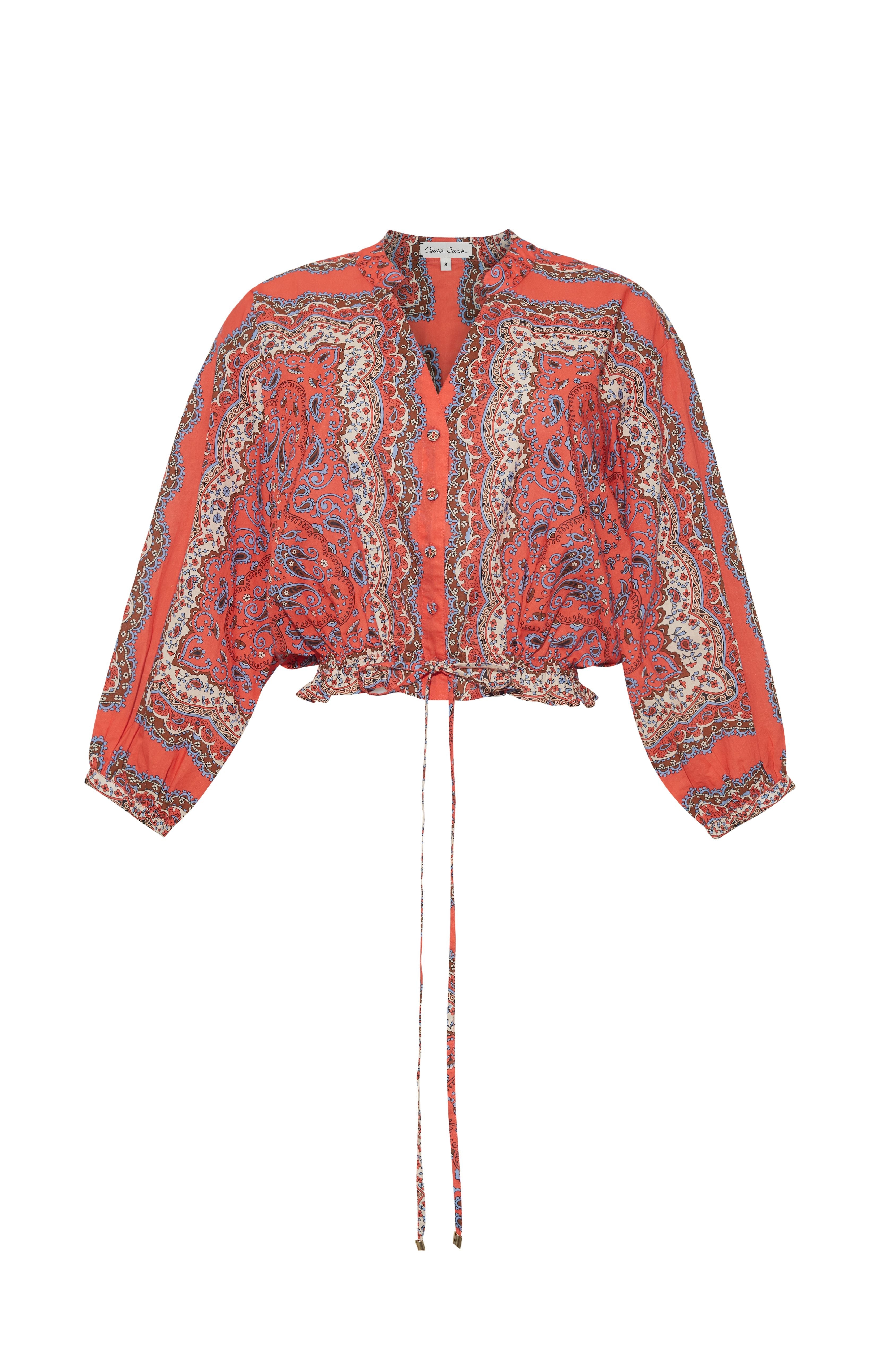 Perrin Top in Paisley Scarf Coral