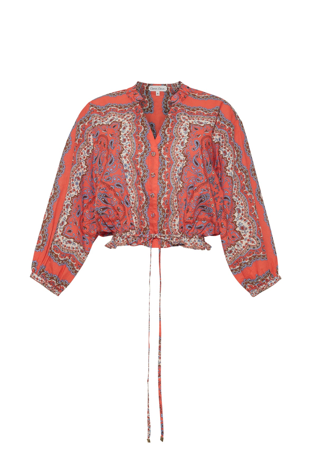 Perrin Top in Paisley Scarf Coral