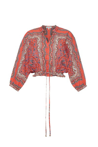 Perrin Top in Paisley Scarf Coral