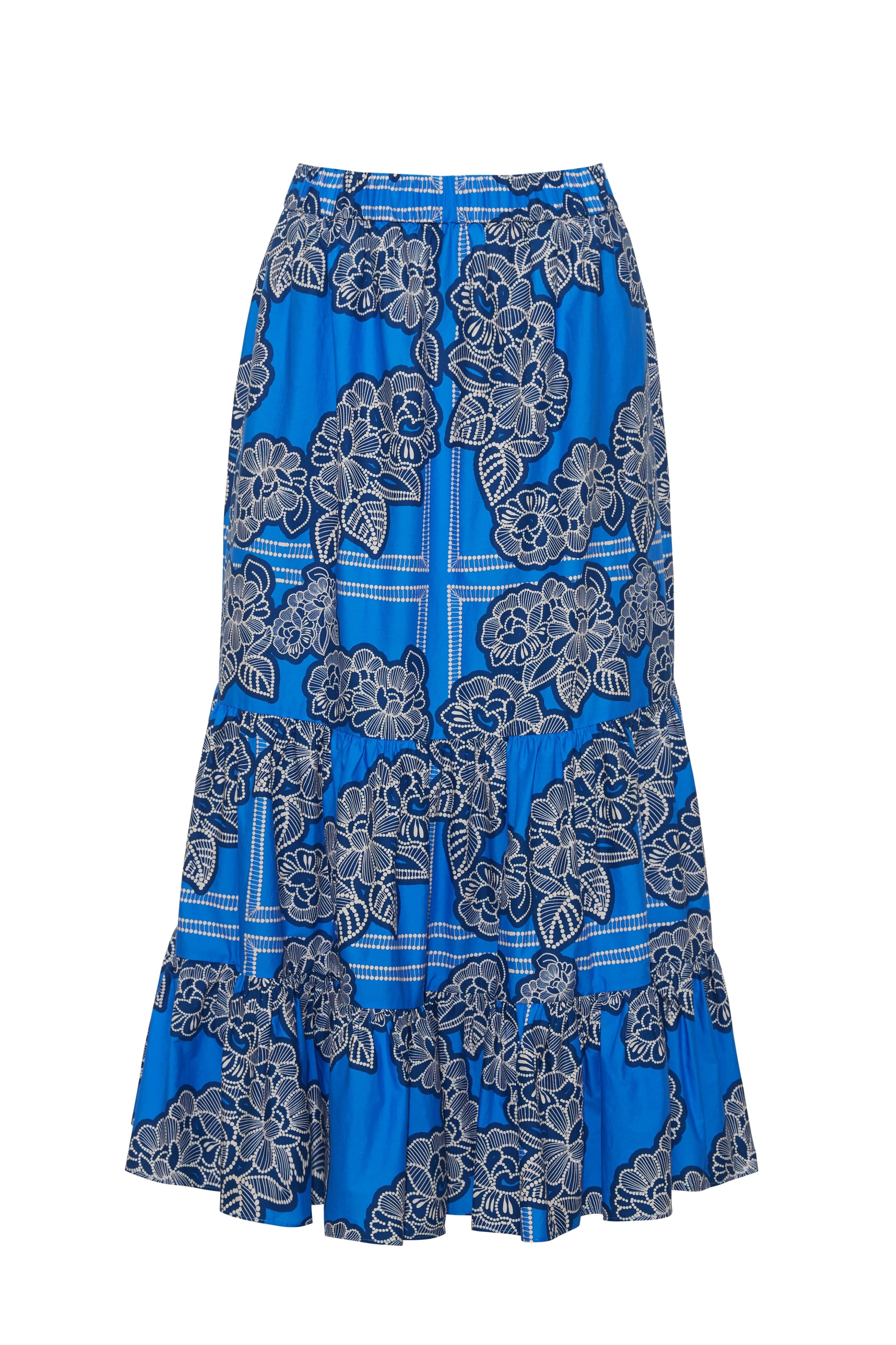 Chase Skirt in Carved Petals Cobalt