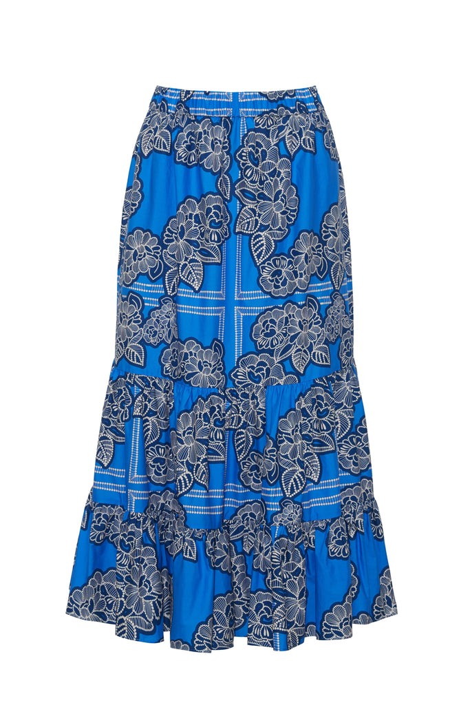 Chase Skirt in Carved Petals Cobalt