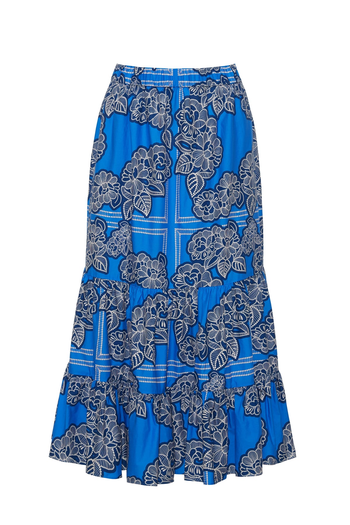 Chase Skirt in Carved Petals Cobalt