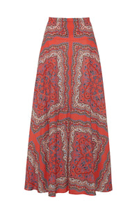 Gabriella Skirt in Paisley Scarf Coral
