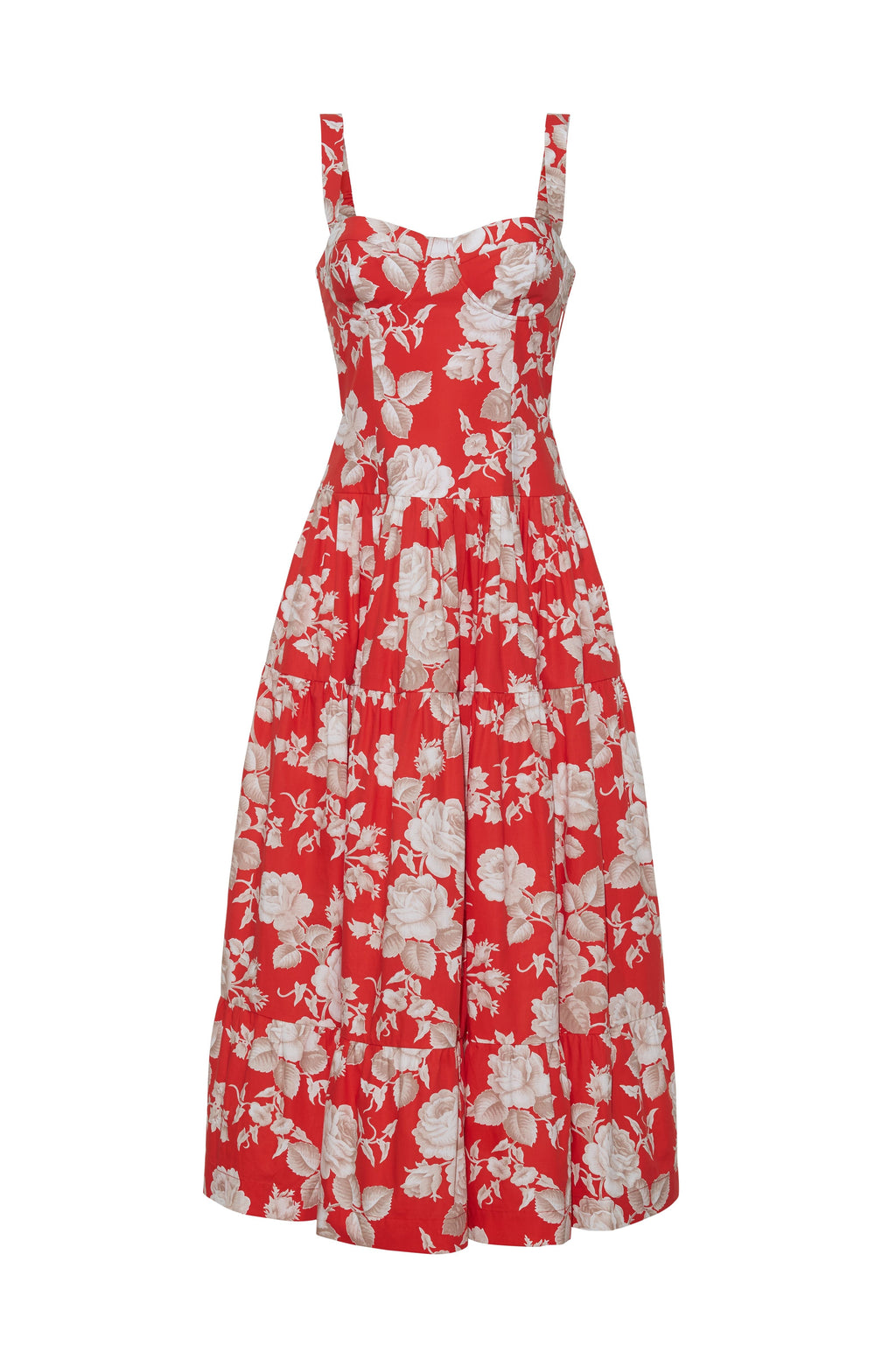Santiago Midi Dress in Rosebud Red